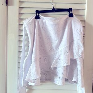 NWT- Bar III Simply Elegant White Ruffled Eyelet Skirt w/ Tie